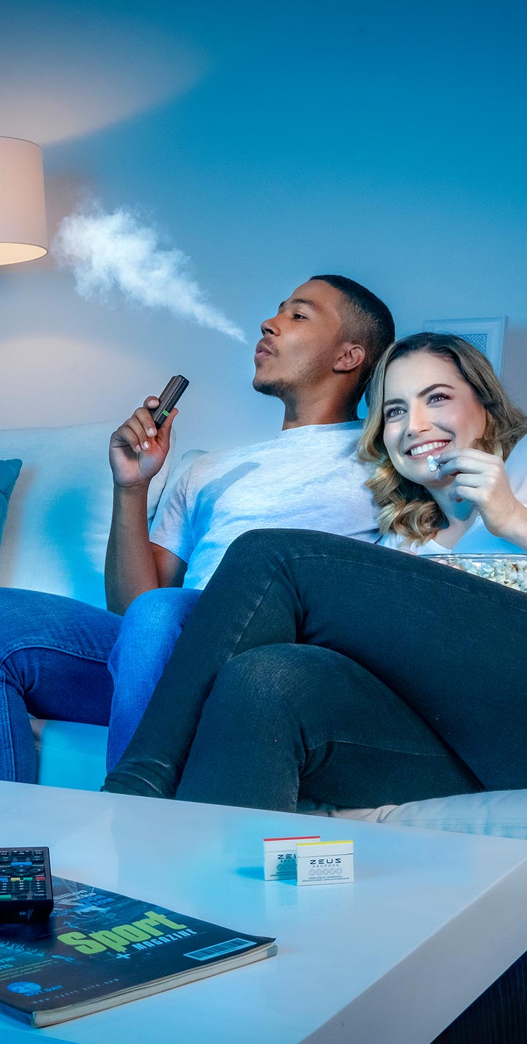 A couple enjoys their Zeus Arc S while binging their favorite show on Netflix.