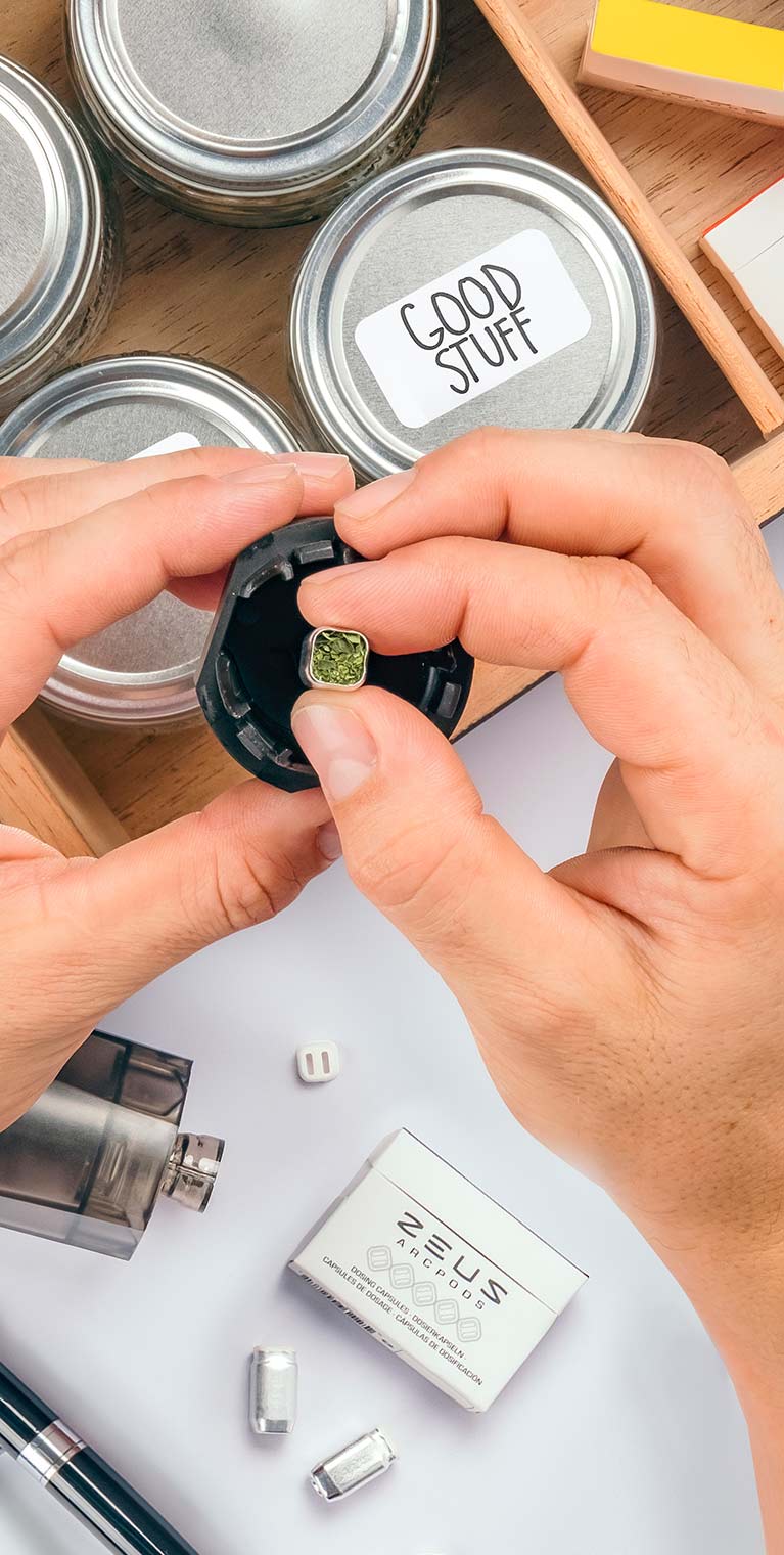 A Zeus ArcPod is taken out of the Xtruder as it gets filled with the Good Stuff.